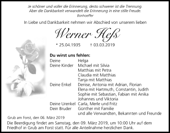 Anzeige von Werner Heß von MGO