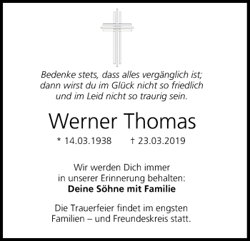 Anzeige von Werner Thomas von MGO