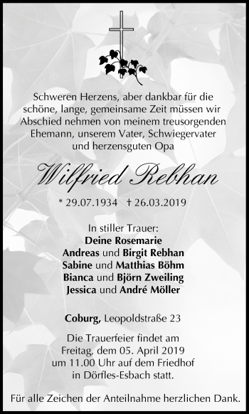 Anzeige von Wilfried Rebhan von MGO