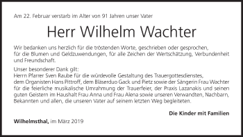 Anzeige von Wilhelm Wachter von MGO
