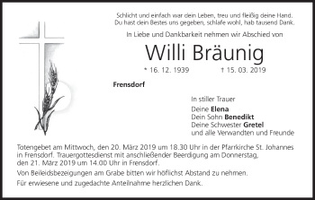 Anzeige von Willi Bräunig von MGO