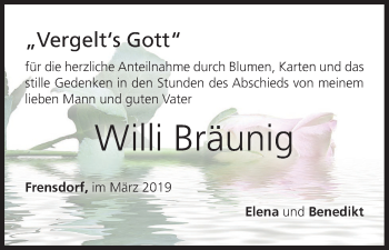 Anzeige von Willi Bräunig von MGO