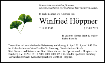 Anzeige von Winfried Höppner von MGO