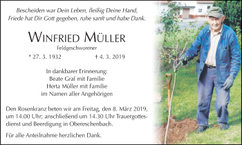 Anzeige von Winfried Müller von MGO
