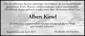 Anzeige von Albert Kiesel von MGO