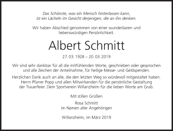 Anzeige von Albert Schmitt von MGO