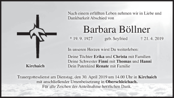 Anzeige von Barbara Böllner von MGO