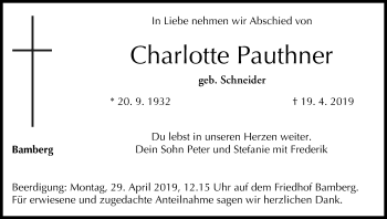 Anzeige von Charlotte Pauthner von MGO