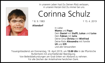 Anzeige von Corinna Schulz von MGO