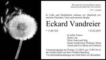 Anzeige von Eckard Vandreier von MGO