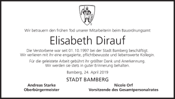 Anzeige von Elisabeth Dirauf von MGO