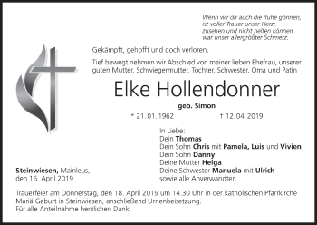 Anzeige von Elke Hollendonner von MGO