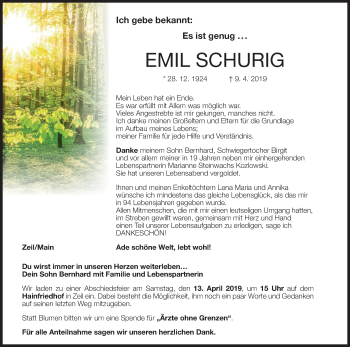 Anzeige von Emil Schurig von MGO