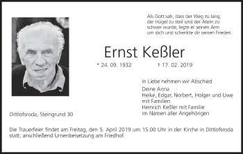 Anzeige von Ernst Keßler von MGO