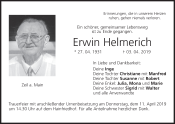 Anzeige von Erwin Helmerich von MGO