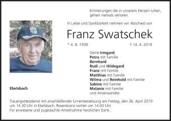 Anzeige von Franz Swatschek von MGO