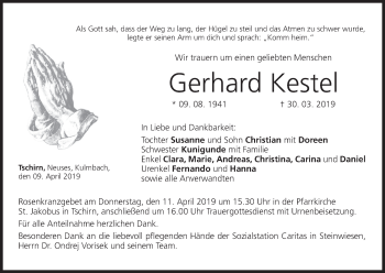 Anzeige von Gerhard Kestel von MGO