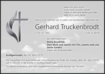 Anzeige von Gerhard Truckenbrodt von MGO