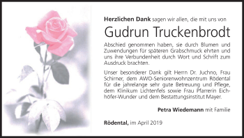 Anzeige von Gudrun Truckenbrodt von MGO