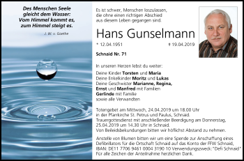 Anzeige von Hans Gunselmann von MGO