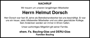 Anzeige von Helmut Dorsch von MGO