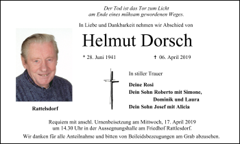 Anzeige von Helmut Dorsch von MGO