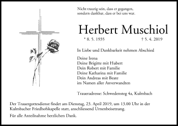 Anzeige von Herbert Muschiol von MGO