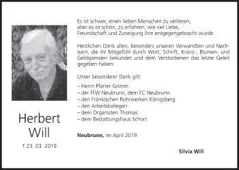 Anzeige von Herbert Will von MGO