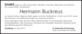 Anzeige von Hermann Buckreus von MGO