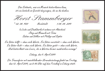 Anzeige von Horst Stammberger von MGO