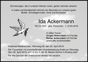 Anzeige von Ida Ackermann von MGO
