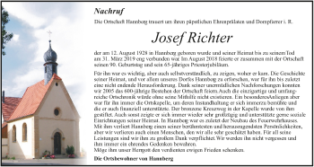 Anzeige von Josef Richter von MGO