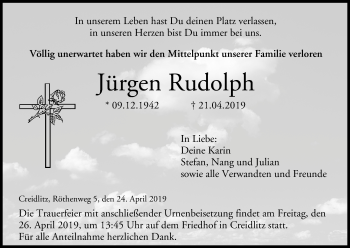 Anzeige von Jürgen Rudolph von MGO