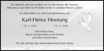 Anzeige von Karl-Heinz Hornung von MGO