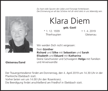 Anzeige von Klara Diem von MGO