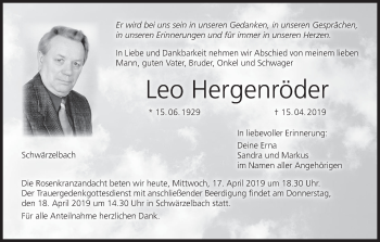 Anzeige von Leo Hergenröder von MGO