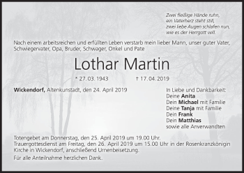 Anzeige von Lothar Martin von MGO