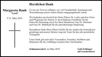 Anzeige von Margareta Rauh von MGO