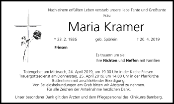 Anzeige von Maria Kramer von MGO