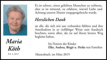 Anzeige von Maria Köth von MGO