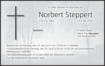 Anzeige von Norbert Steppert von MGO