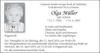 Anzeige von Olga Müller von MGO