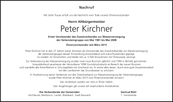 Anzeige von Peter Kirchner von MGO