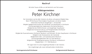Anzeige von Peter Kirchner von MGO