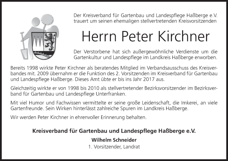  Traueranzeige für Peter Kirchner vom 04.04.2019 aus MGO