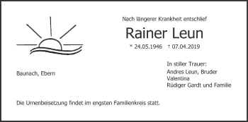 Anzeige von Rainer Leun von MGO
