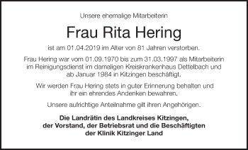 Anzeige von Rita Hering von MGO