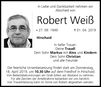 Anzeige von Robert Weiß von MGO