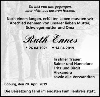 Anzeige von Ruth Ennes von MGO