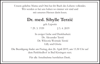 Anzeige von Sibylle Terzic von MGO